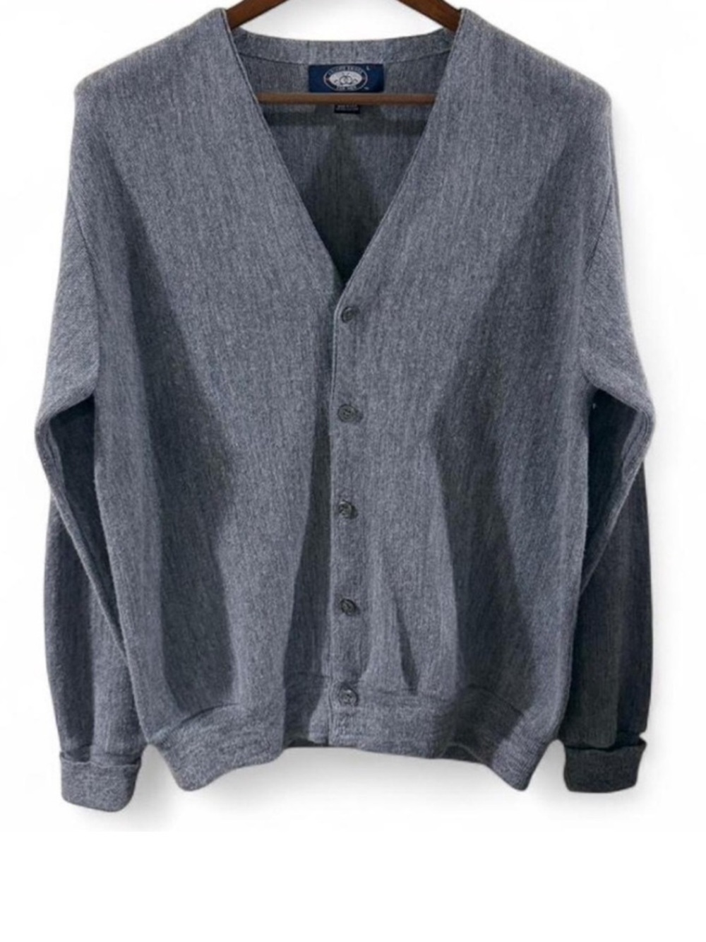 Vintage Dupont Orlon Heather Blue Button-Up Cardigan Size Men’s Large